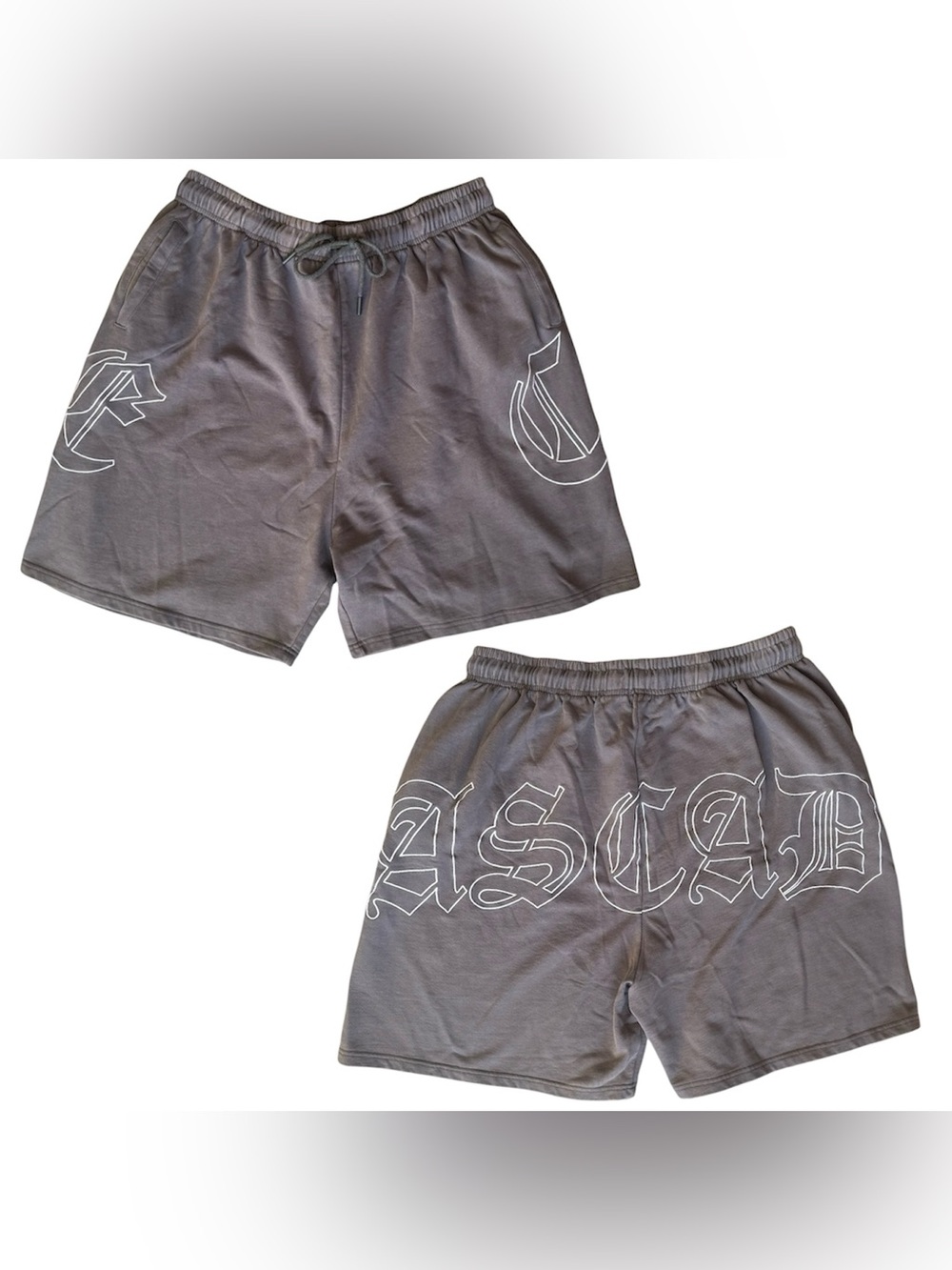 Cascade Heights XL Embroidered Sweat Shorts Gray Gothic Logo Streetwear Y2K Mens
